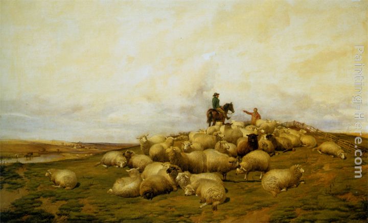 A Shepherd With His Flock painting - Thomas Sidney Cooper A Shepherd With His Flock art painting